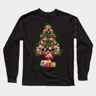 Flamingo Christmas Tree Funny Merry Christmas Shir Long Sleeve T-Shirt